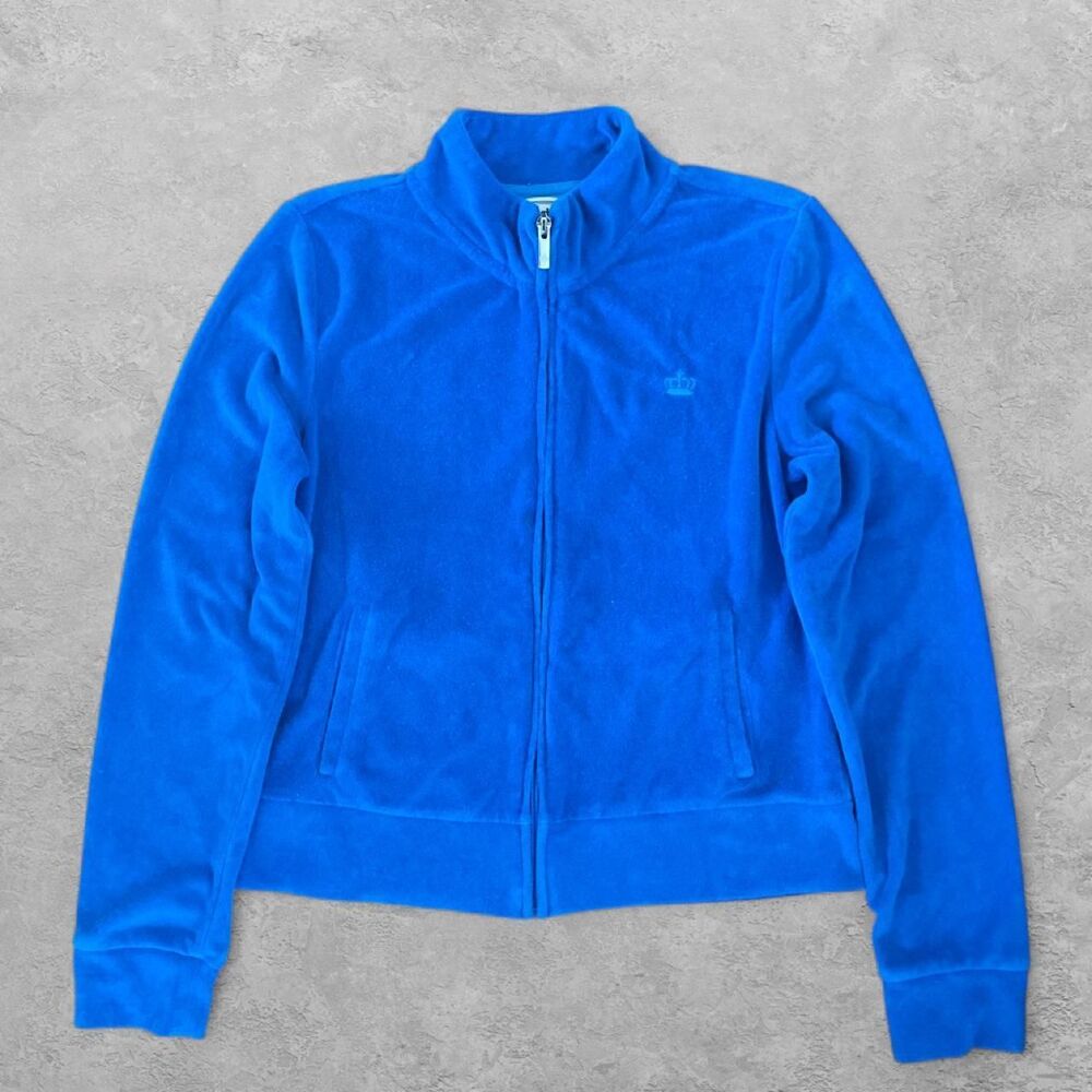 Juicy Couture Terry Cloth Crown Logo Track Jacket Blue M